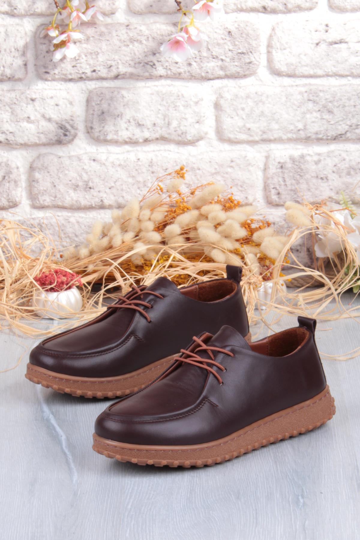 2610 Rahat Yumuşak Esnek Kauçuk Taban Hakiki Deri Kadın Ayakkabı - Görsel 7