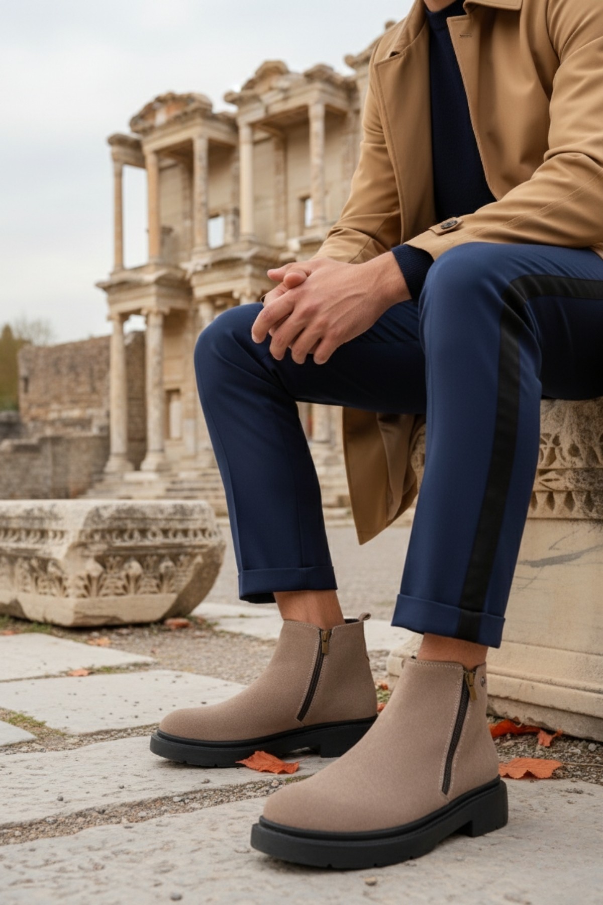 ASTRA Hakiki Deri Çift Fermuarlı Erkek Casual Kışlık Bot - Görsel 8