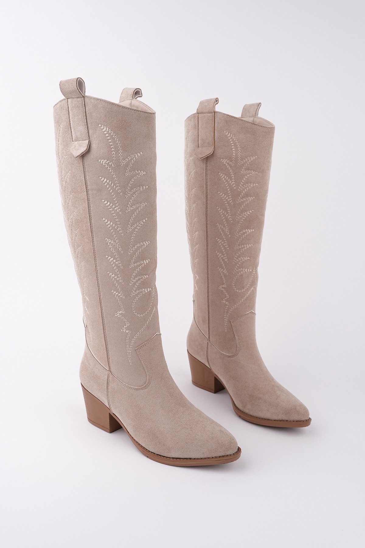 TEXAS Sivri Burun Nakışlı Kalın Topuklu Kadın Kovboy Western Çizme - Görsel 2