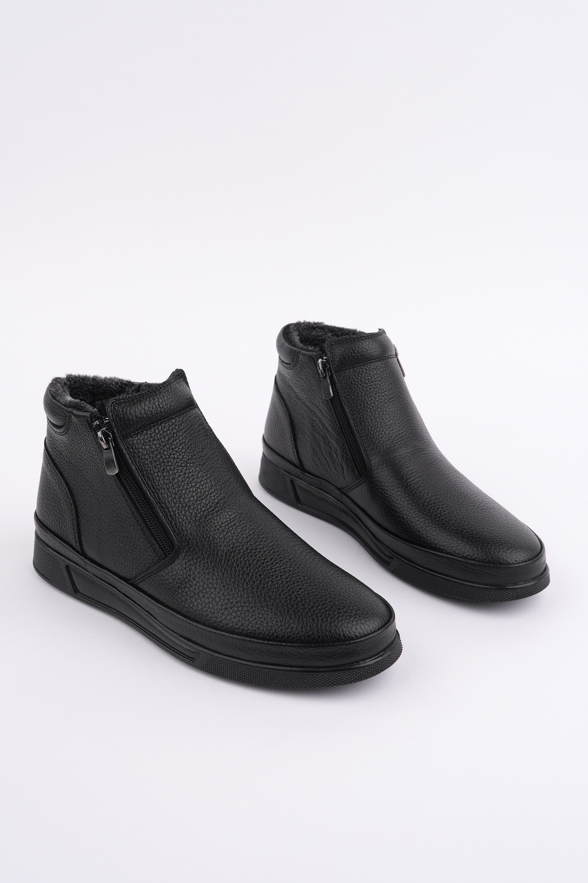 ANDY Hakiki Deri Çift Fermuarlı İçi Kürklü Erkek Kışlık Bot - Görsel 3