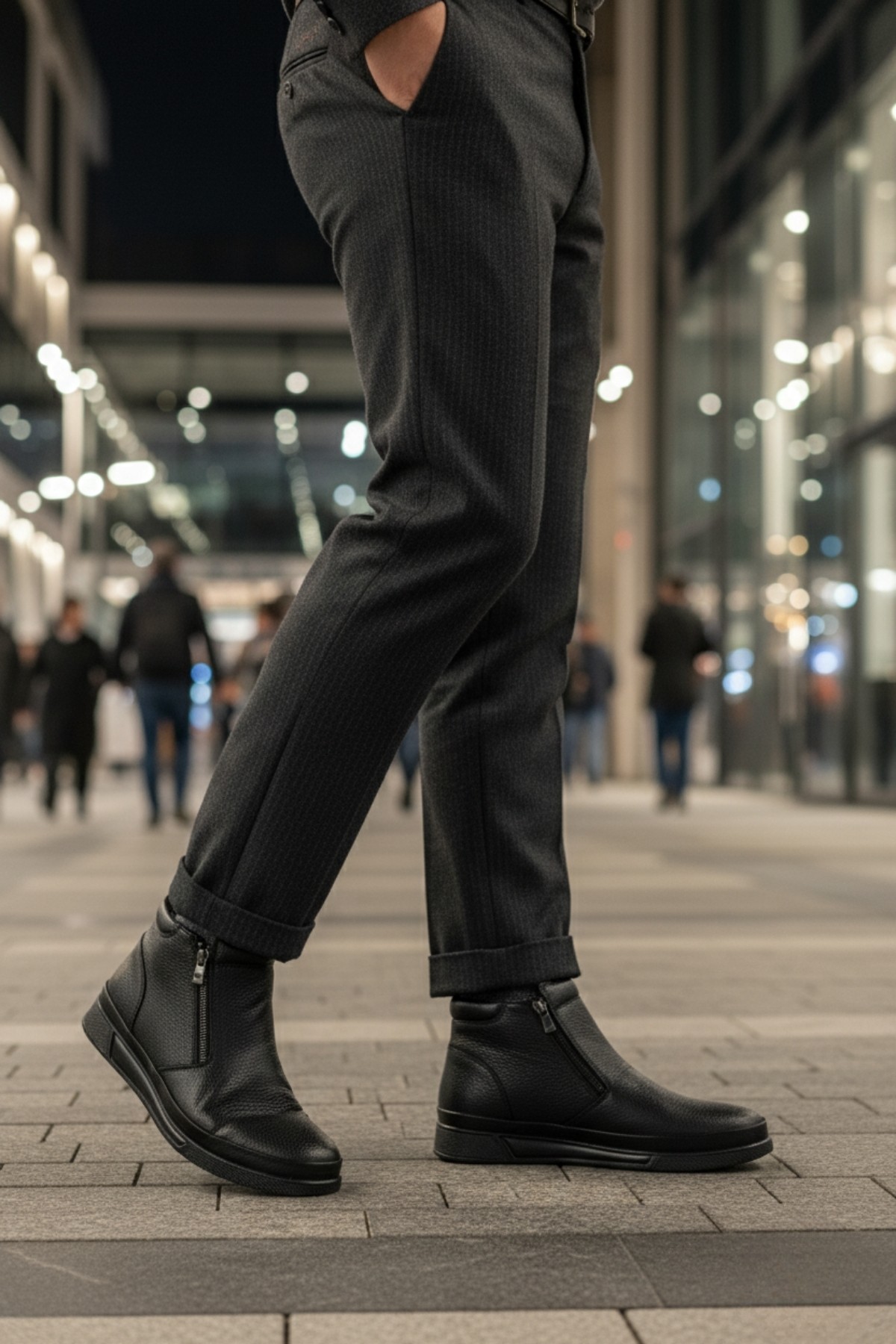 ANDY Hakiki Deri Çift Fermuarlı İçi Kürklü Erkek Kışlık Bot - Görsel 8