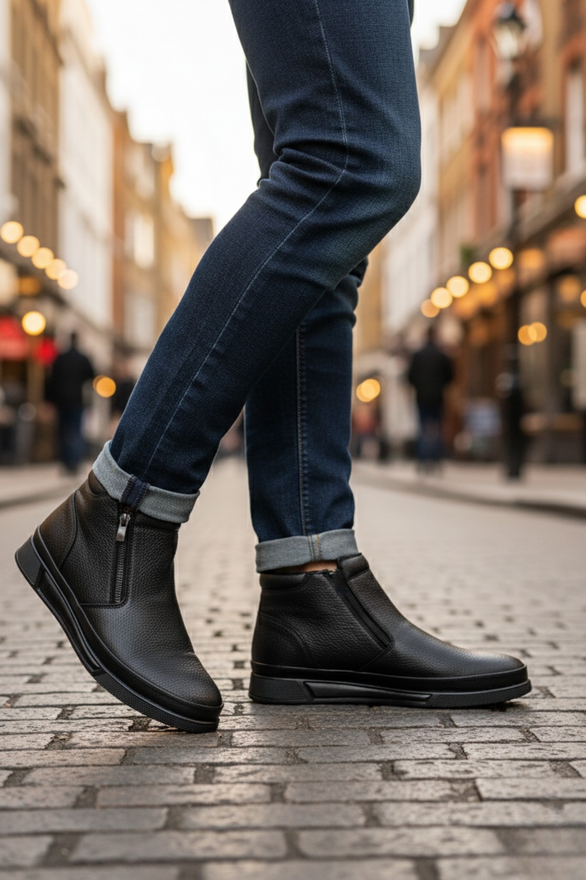 ANDY Hakiki Deri Çift Fermuarlı İçi Kürklü Erkek Kışlık Bot - Görsel 10