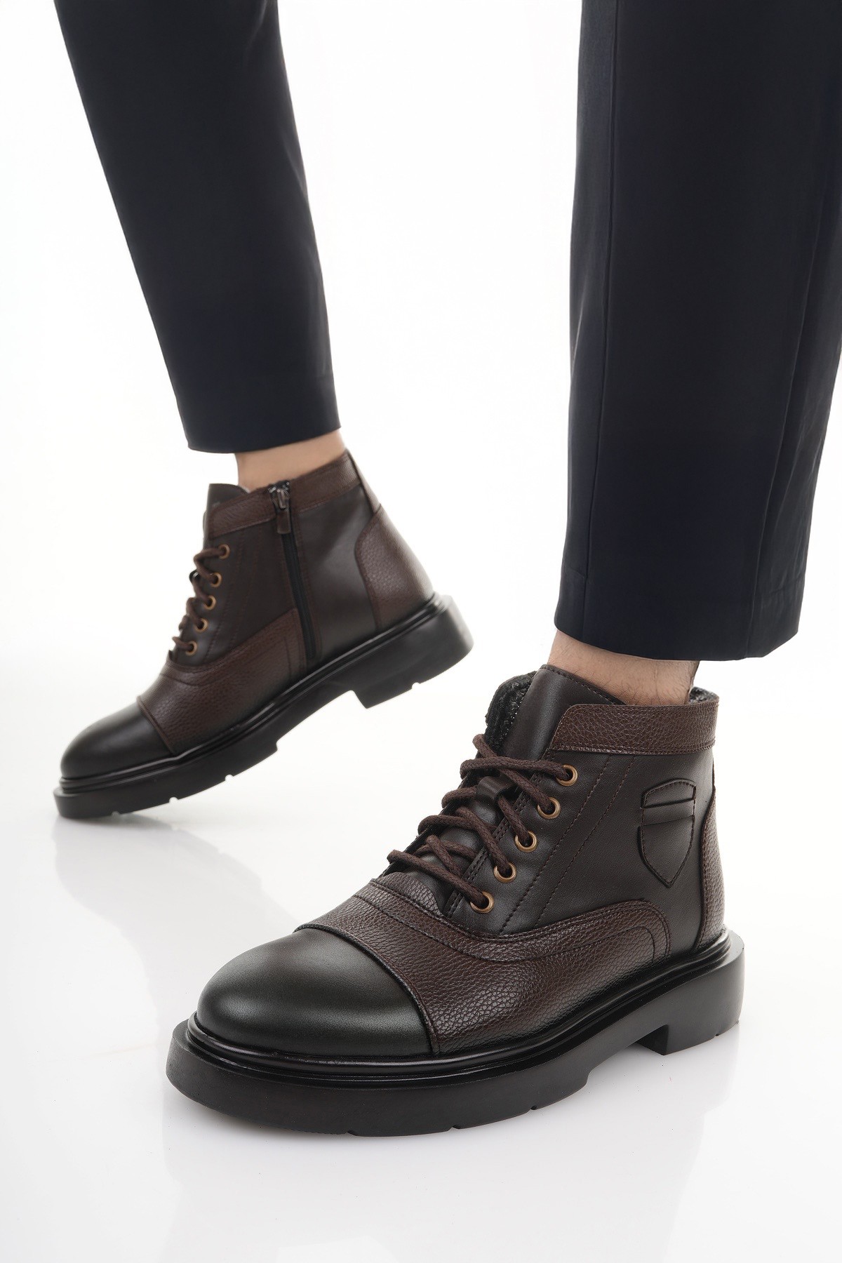 GUSTA Bağcıklı Fermuarlı İçi Kürklü Erkek Kışlık Bot - Görsel 8