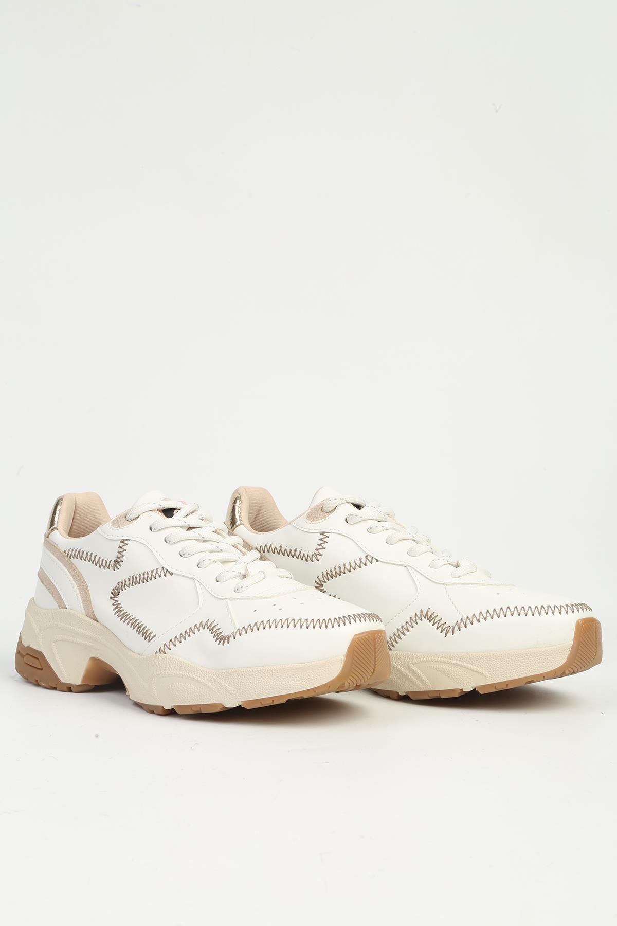Kadın Beyaz Sneaker PC-55075 - Görsel 3