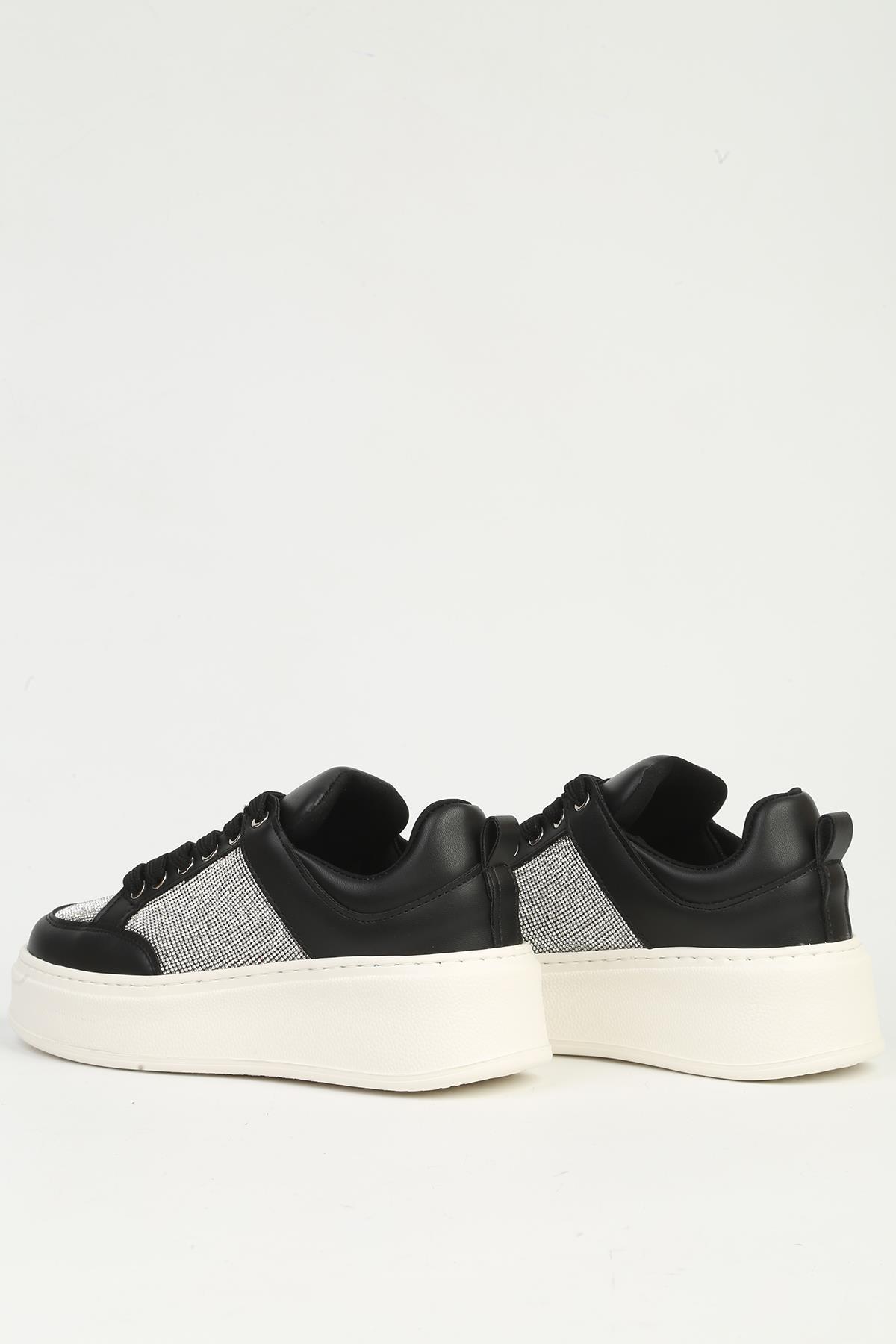 Siyah Beyaz Kadın Spor Ayakkabı PC-55312 - Görsel 4