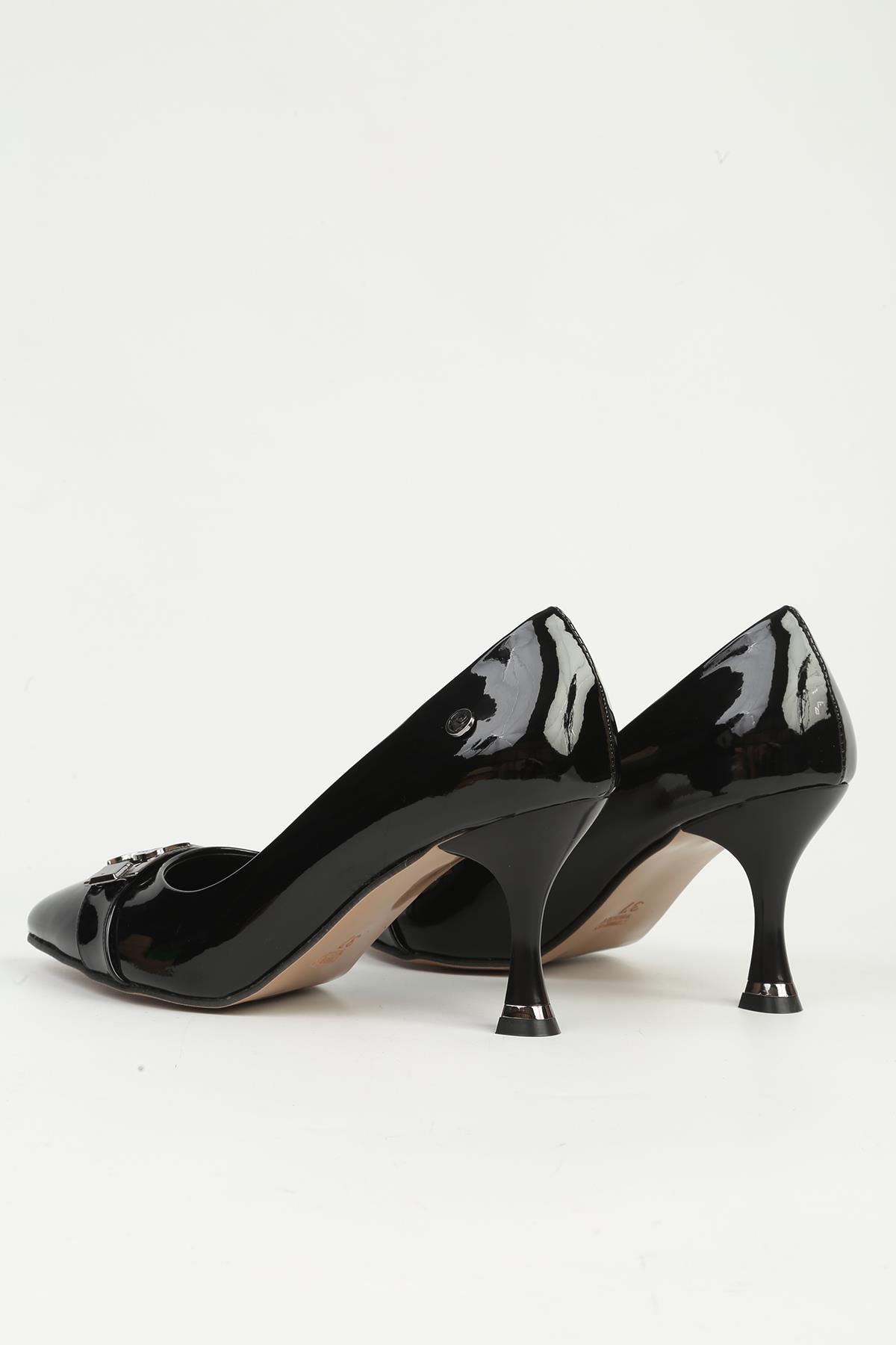 Siyah Rugan Topuklu Ayakkabı PC-55207 - Görsel 5