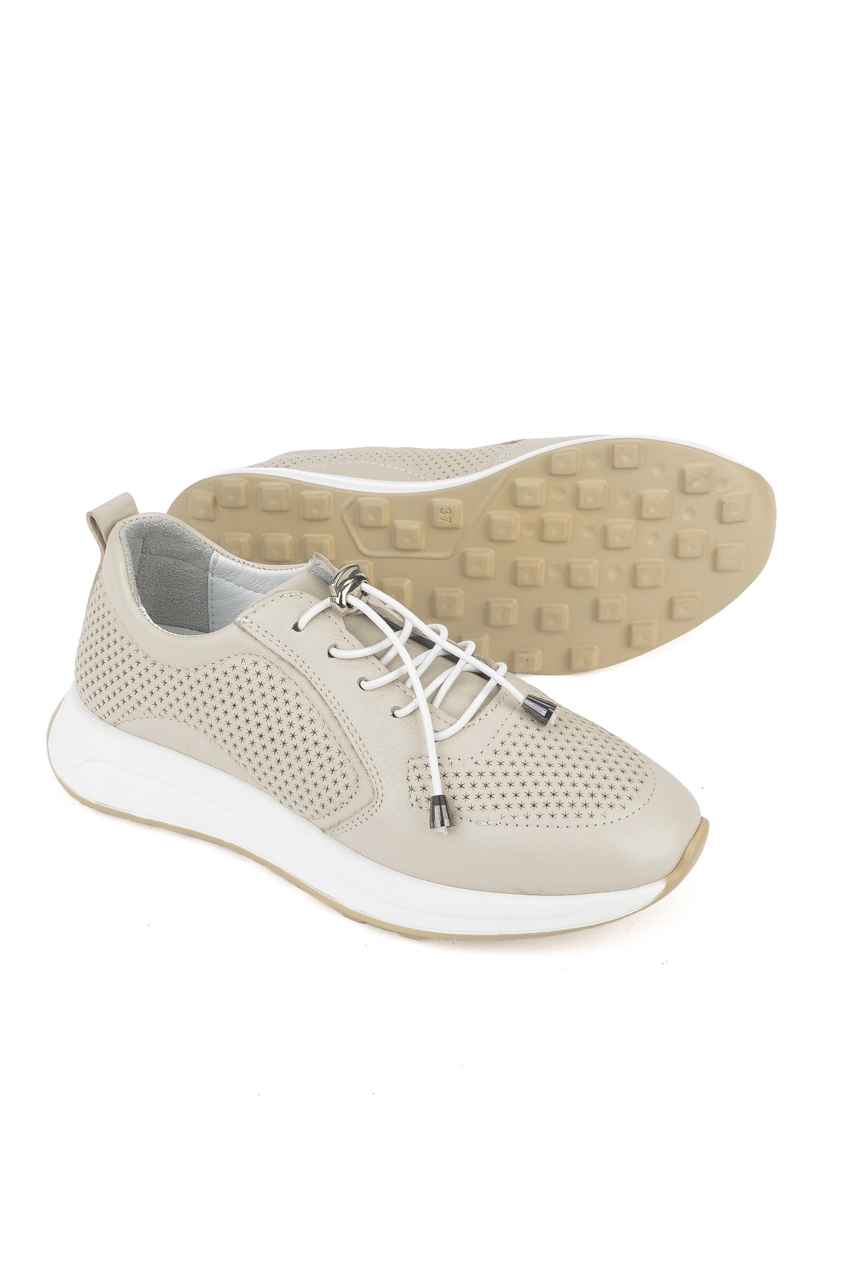 Kadın Hakiki Deri Sneaker 1511050Z2341 Bej - Görsel 5