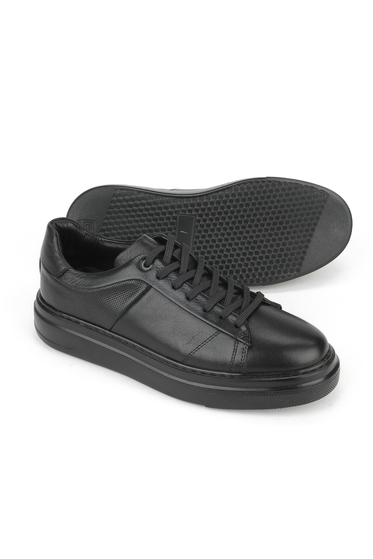 Erkek Hakiki Deri Sneaker 1531026ZH12 Siyah - Görsel 5