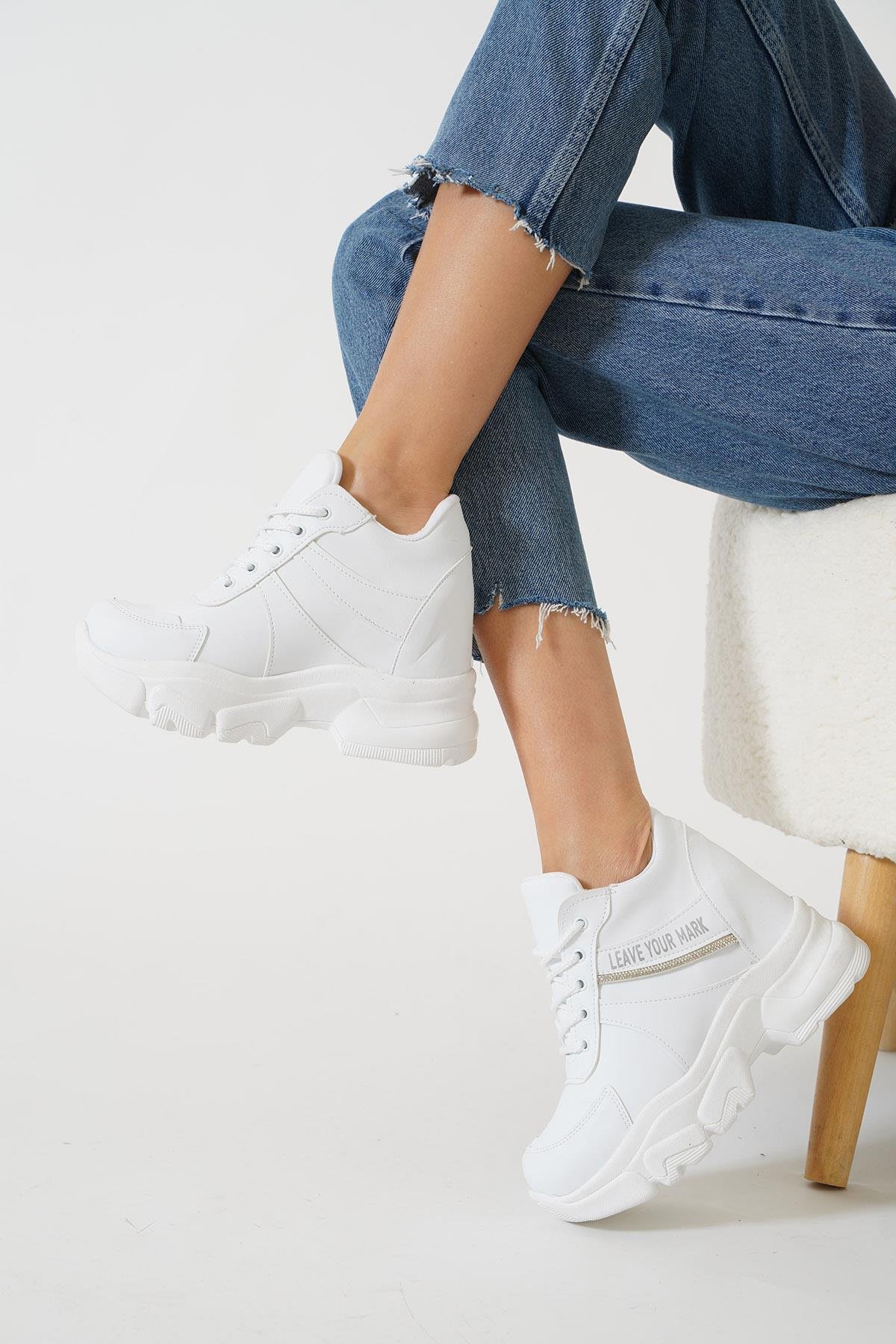 209 Cilt Gizli Topuklu Taban Sneaker Kadın Spor Ayakkabı - Görsel 4