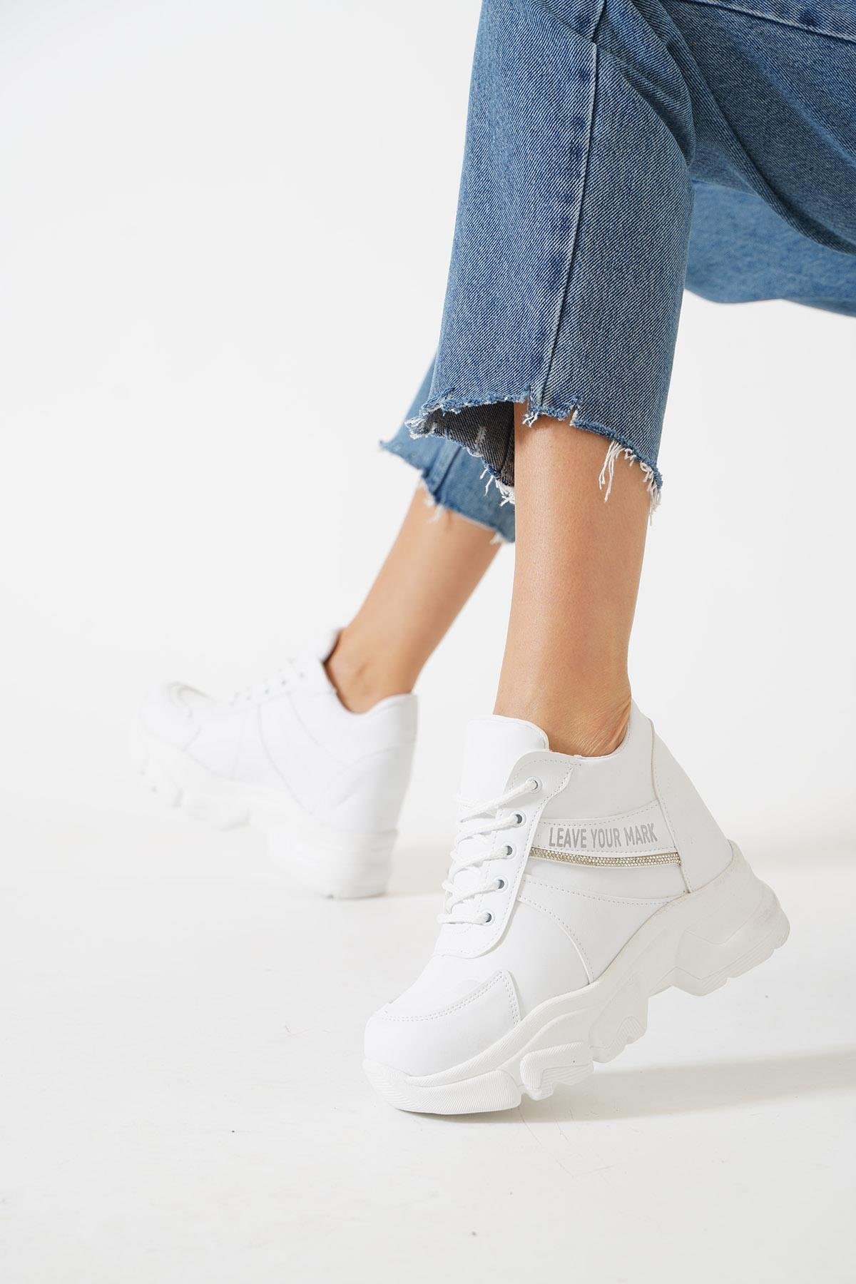 209 Cilt Gizli Topuklu Taban Sneaker Kadın Spor Ayakkabı - Görsel 6