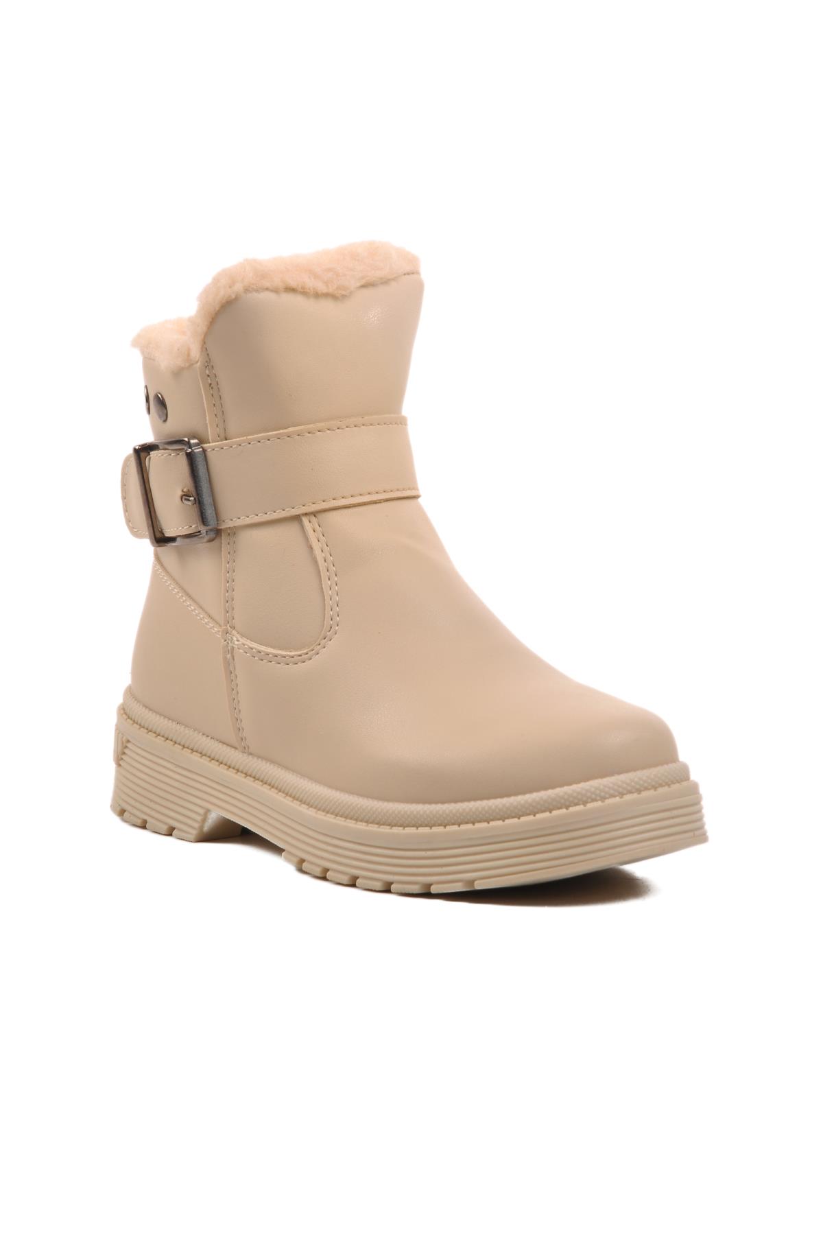 24064-F Bej İçi Polarlı Kız Çocuk Bot - Görsel 2