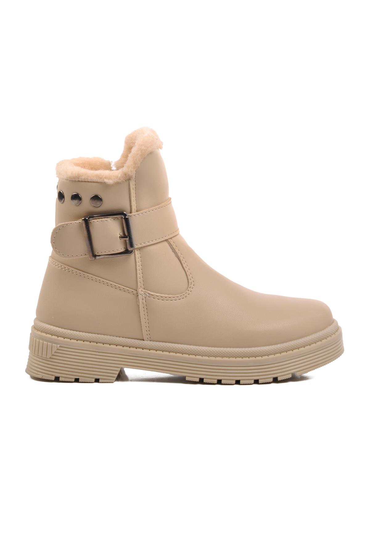 24064-F Bej İçi Polarlı Kız Çocuk Bot - Görsel 3