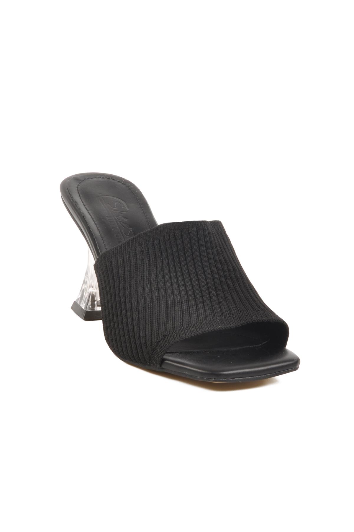 Siyah Şeffaf Topuklu Kadın Terlik T-401 Z - Görsel 2