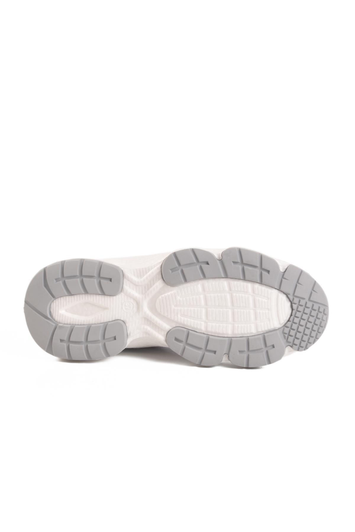 182 G Unisex Beyaz-Gri Hafif Esnek Spor Ayakkabı - Görsel 6