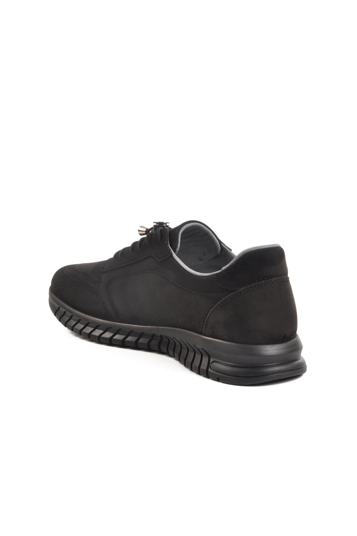 43255-1 M Siyah Nubuk Hakiki Deri Erkek Günlük Ayakkabı - Görsel 5