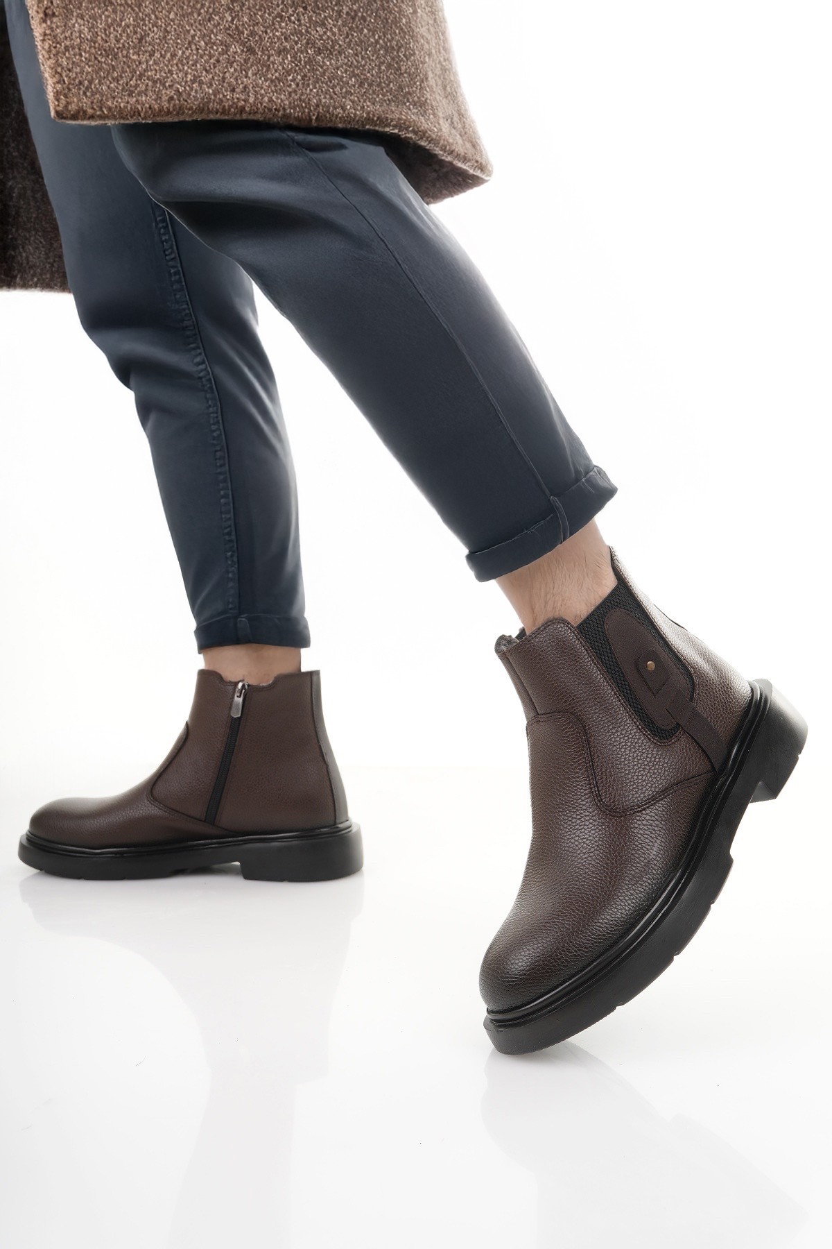 GERALT Fermuarlı İçi Kürklü Erkek Kışlık Bot - Görsel 5