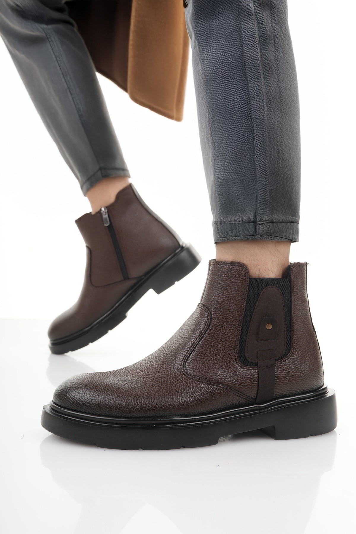 GERALT Fermuarlı İçi Kürklü Erkek Kışlık Bot - Görsel 6