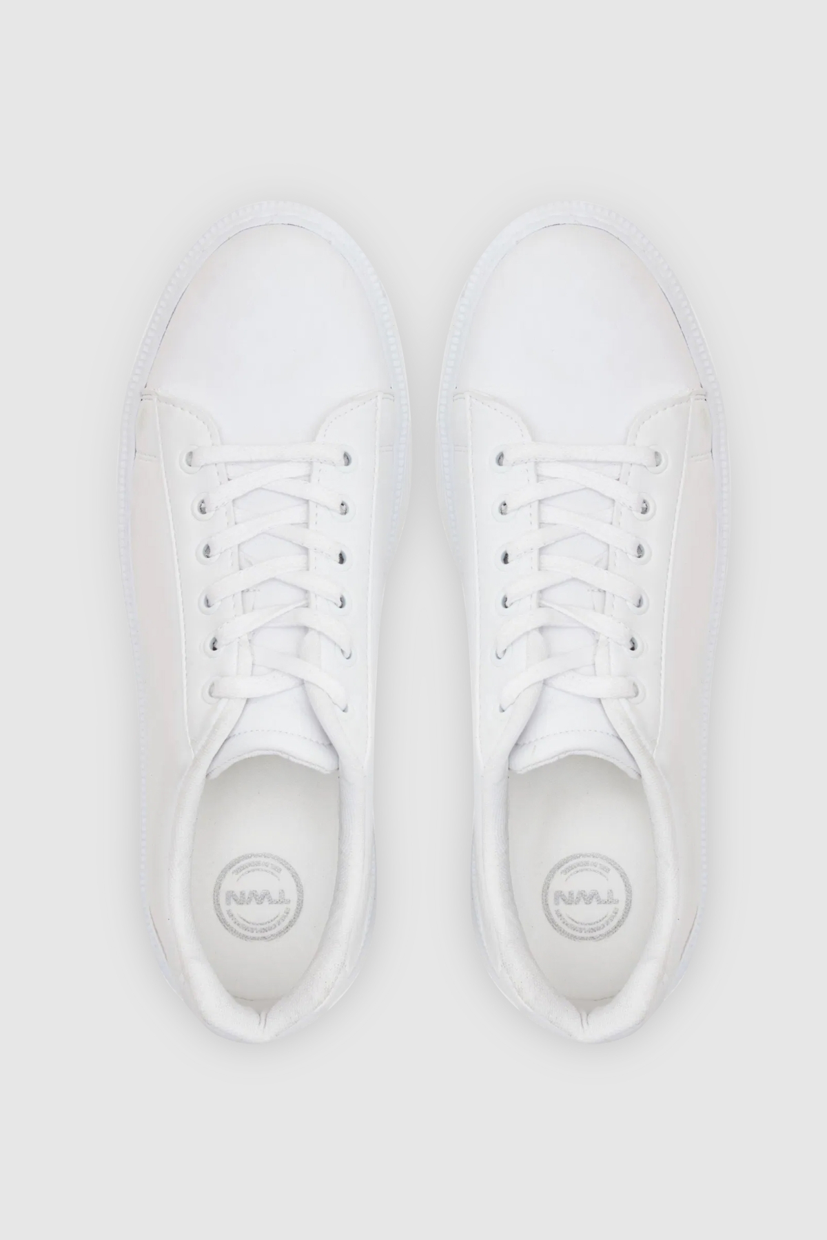 Beyaz Kalın Beyaz Tabanlı Bağcıklı Sneaker Ayakkabi - Görsel 7