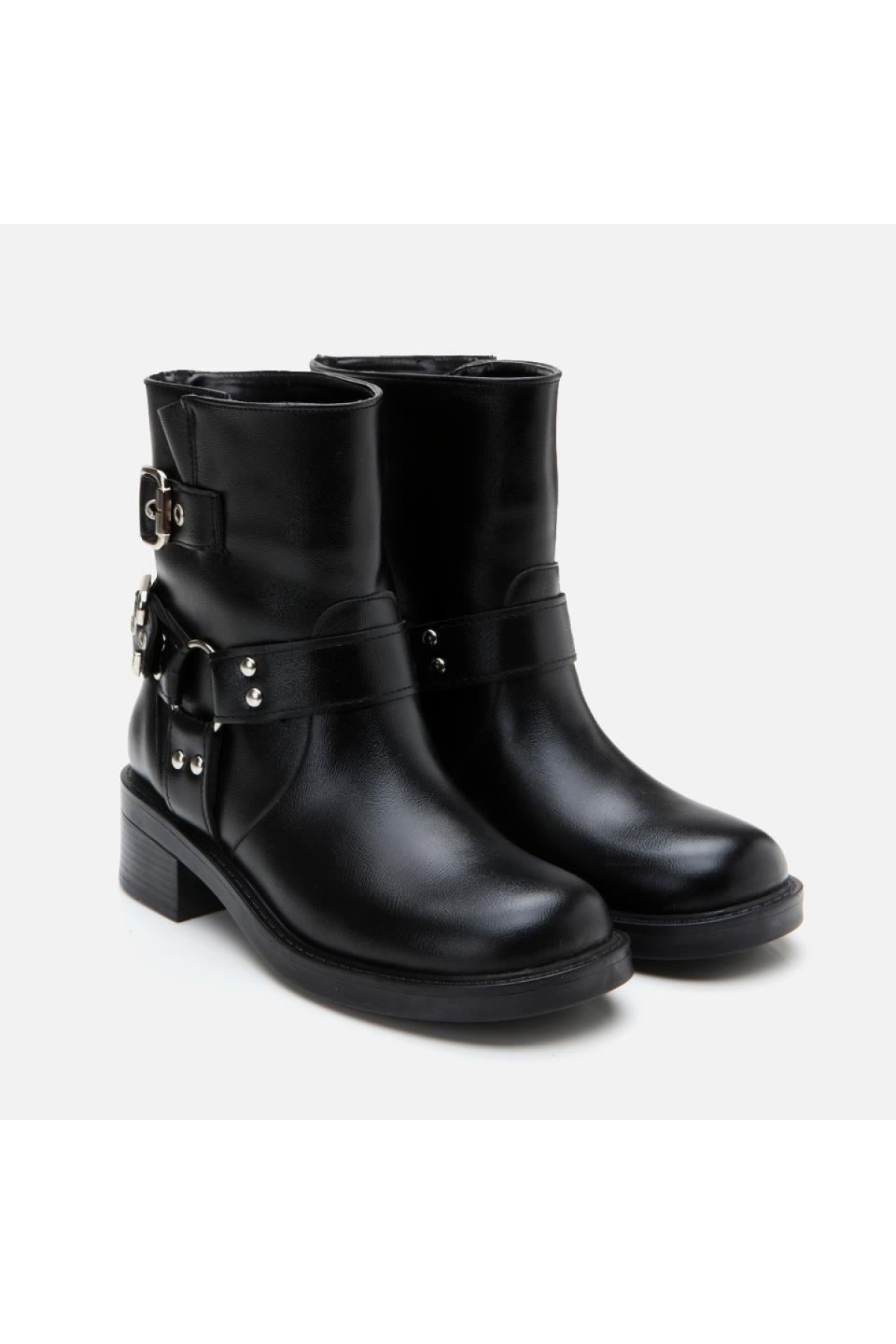 Siyah Kadın Tokalı Düz Bot - Görsel 3