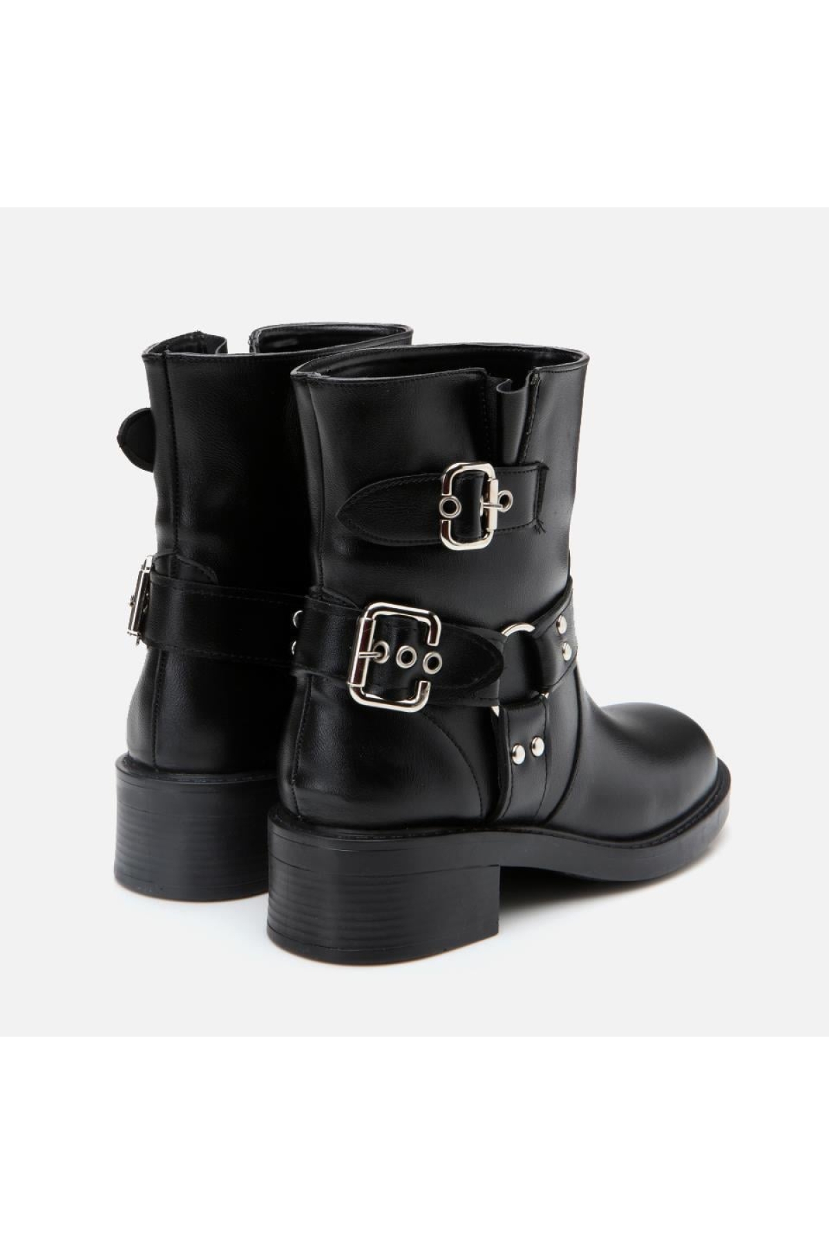 Siyah Kadın Tokalı Düz Bot - Görsel 7