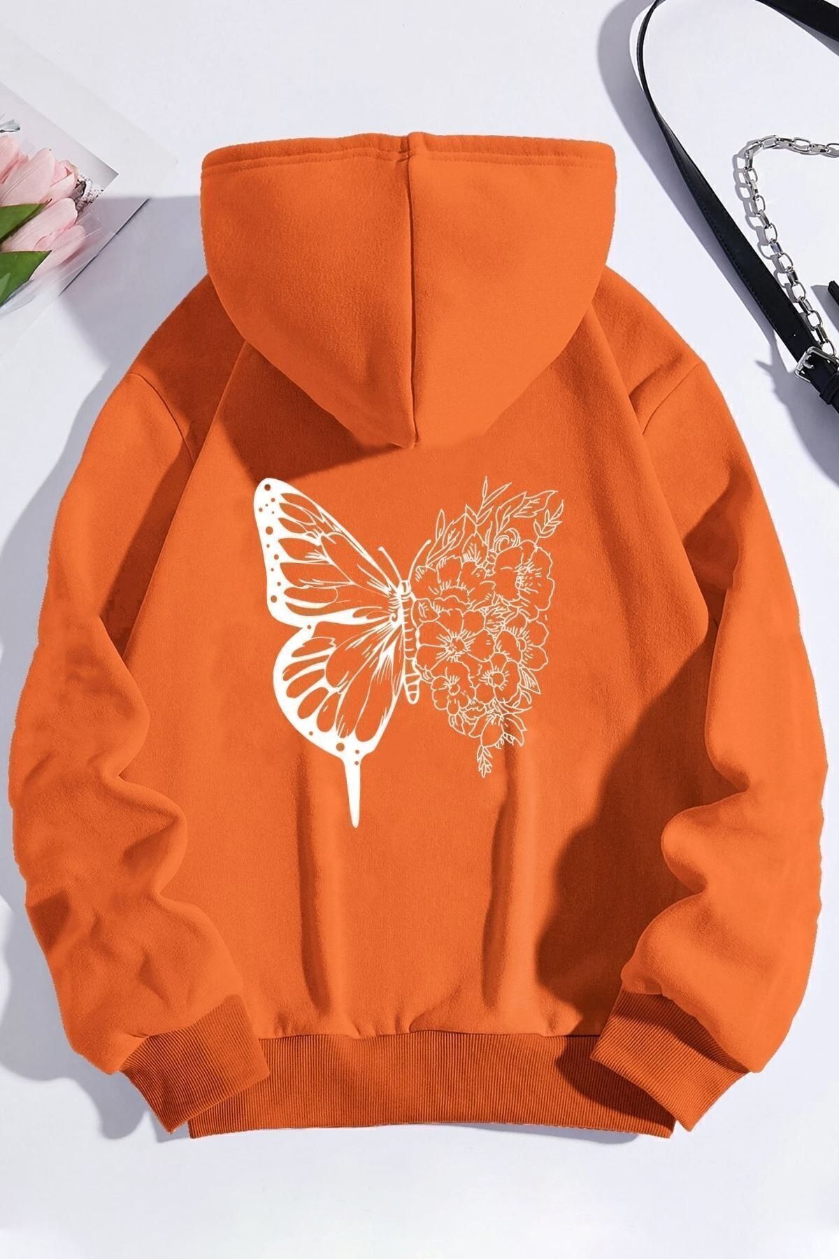 A.rn(⁠。⁠♡⁠‿⁠♡⁠。⁠) Unisex Drawing Butterflies Sırt Baskılı Sweatshirt Fiyatları | Flo