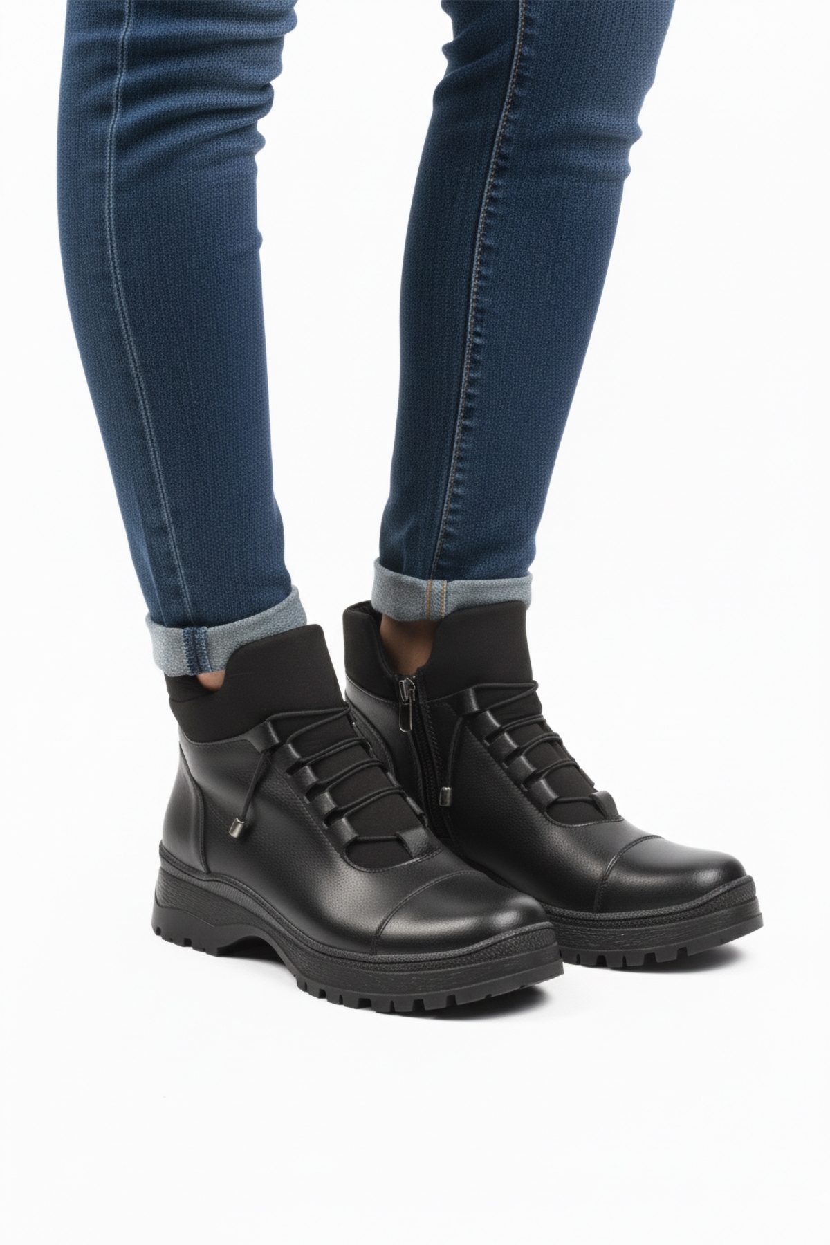 Siyah İçi Polarlı Soğuğa Dirençli Kaymaz Taban Kadın Bot 112 Z - Görsel 2