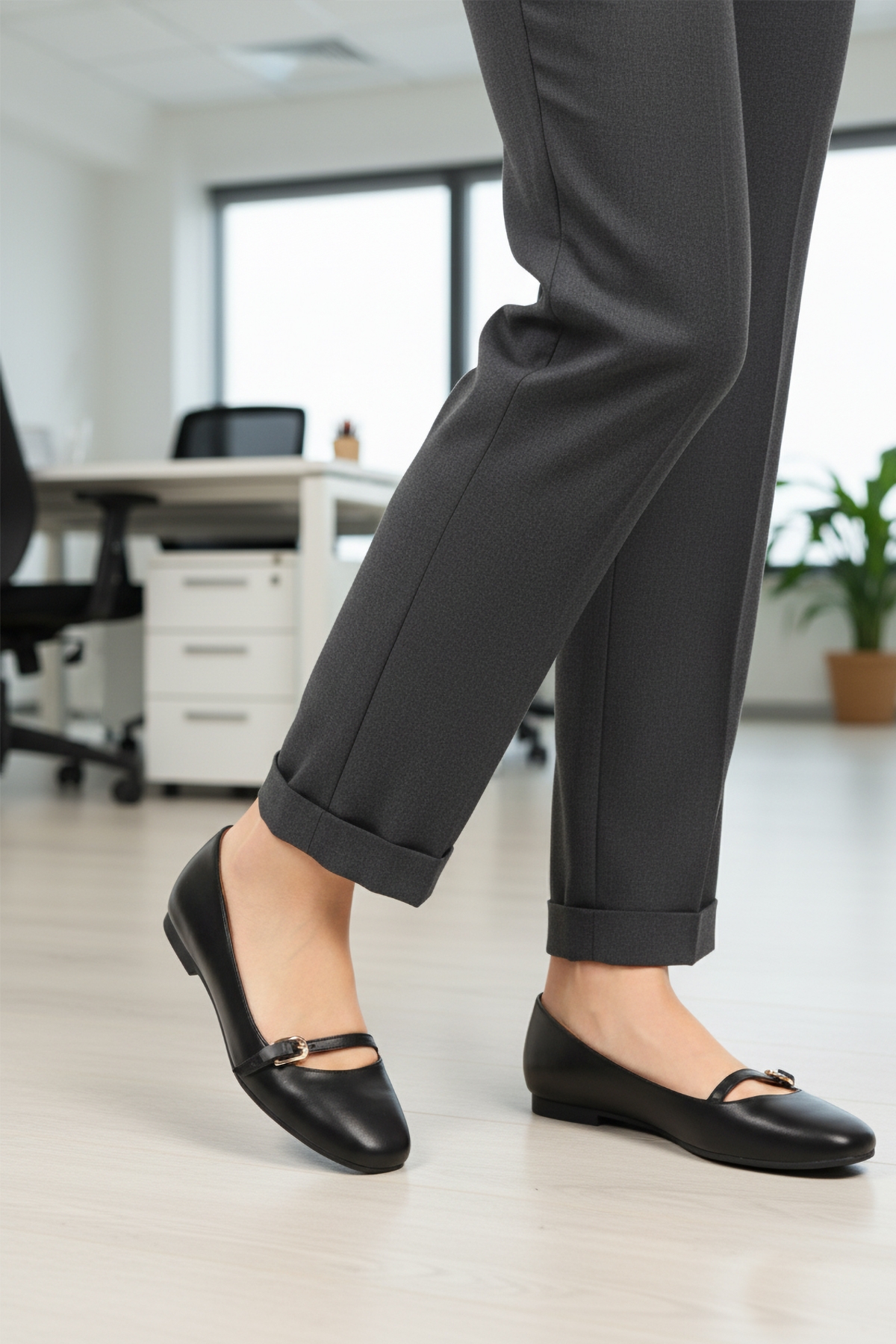 Siyah Cilt Hafif Esnek Kadın Babet 312456 Z - Görsel 4