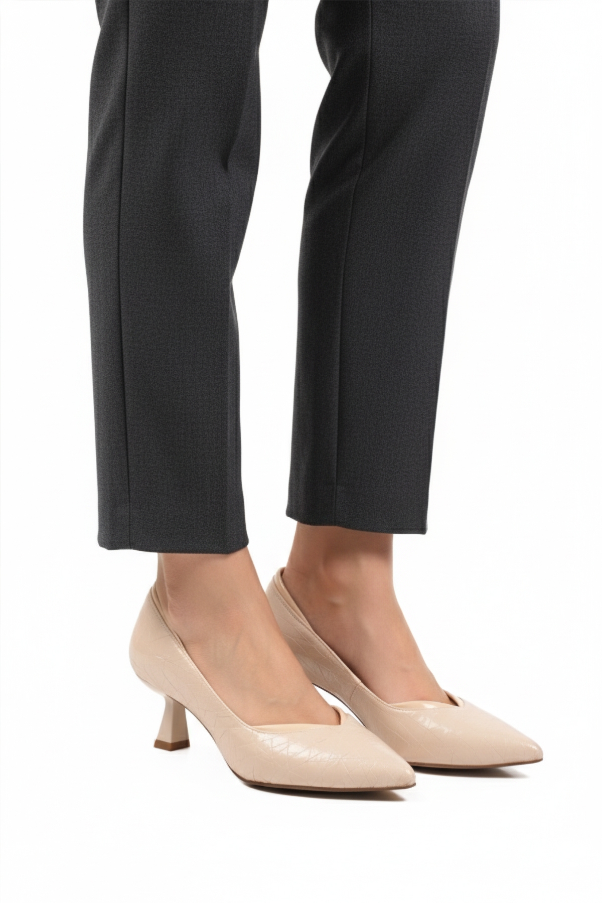 Bej Kısa İnce Topuklu Abiye Ayakkabı 357188 Z - Görsel 2