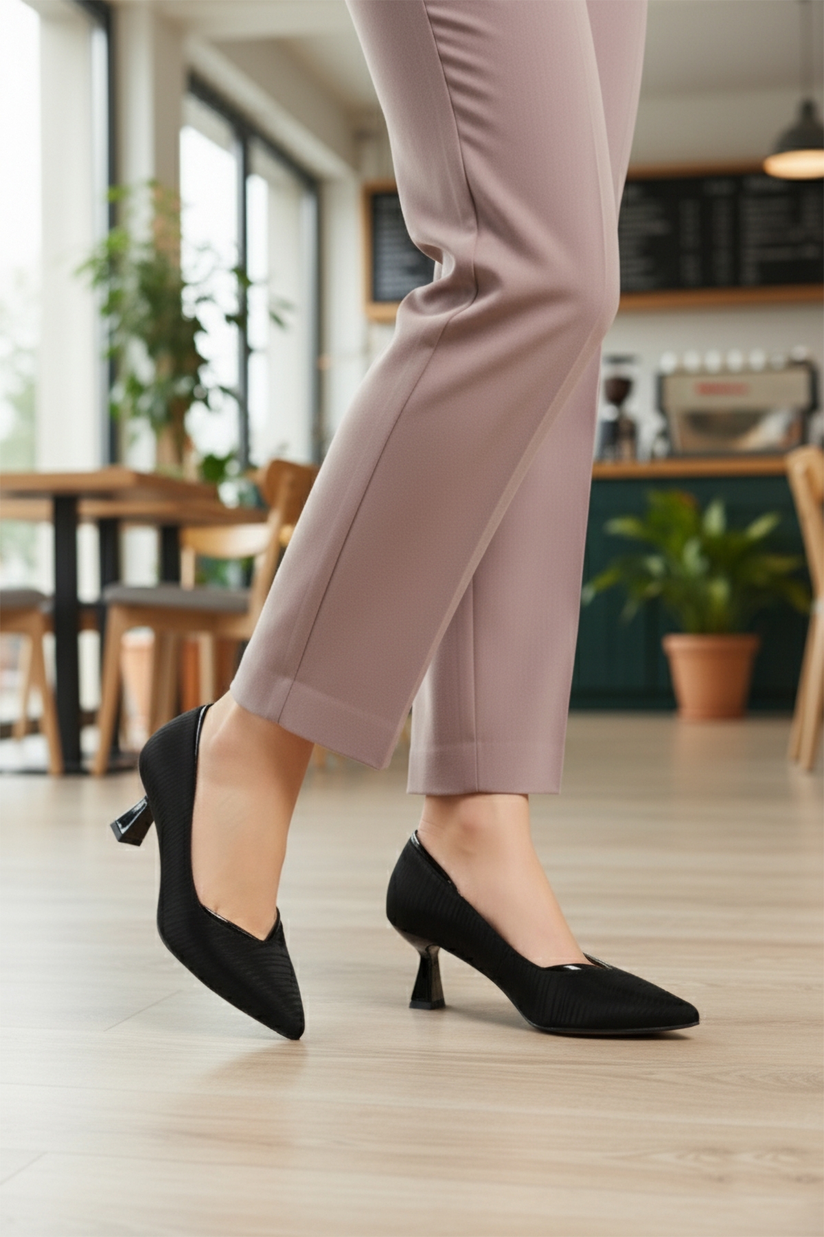 Siyah Saten Kısa İnce Topuklu Abiye Ayakkabı 357188 Z - Görsel 4