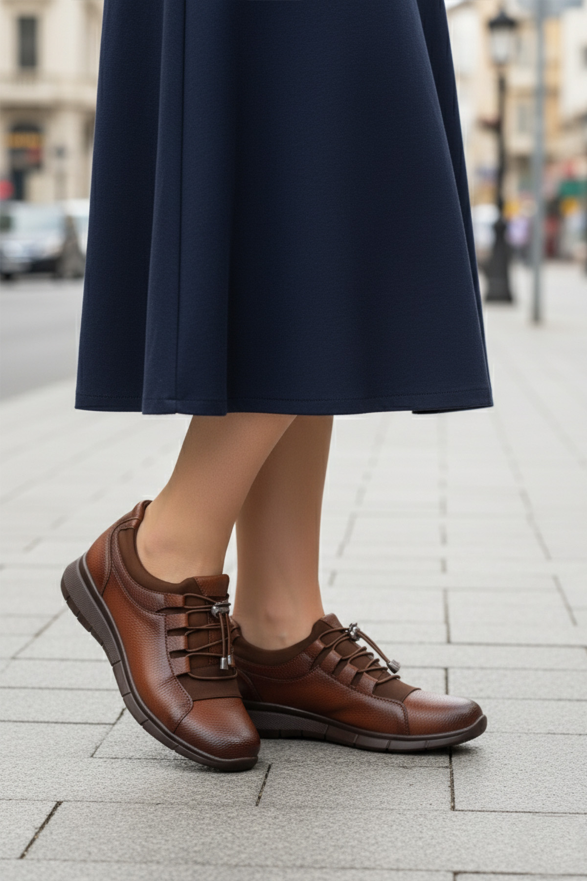 Taba Lastik Bağcıklı Hafif Esnek Kadın Casual Ayakkabı 293120 Z - Görsel 4