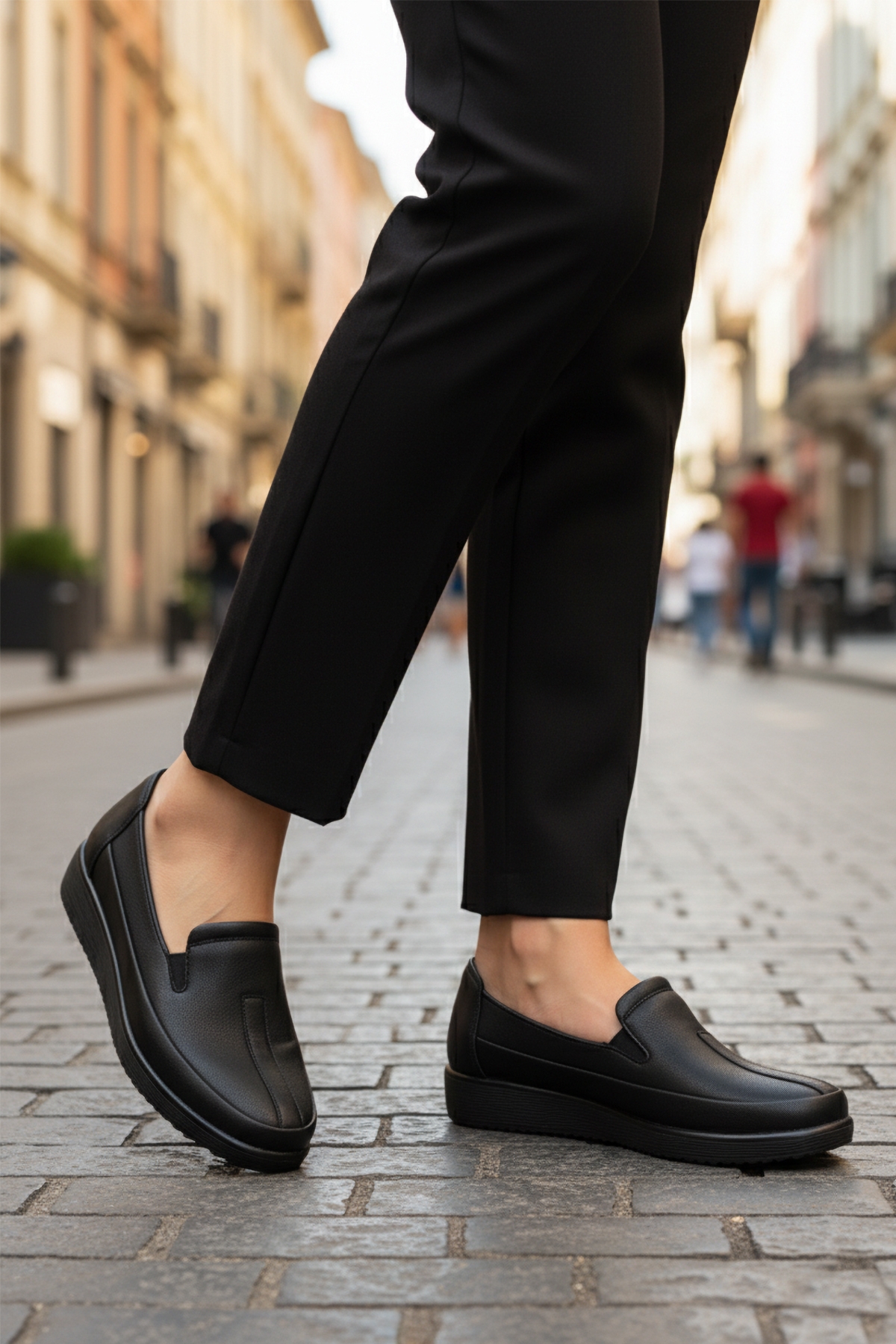 Siyah Cilt Hafif Esnek Anatomik Kadın Casual Ayakkabı 293117 Z - Görsel 4