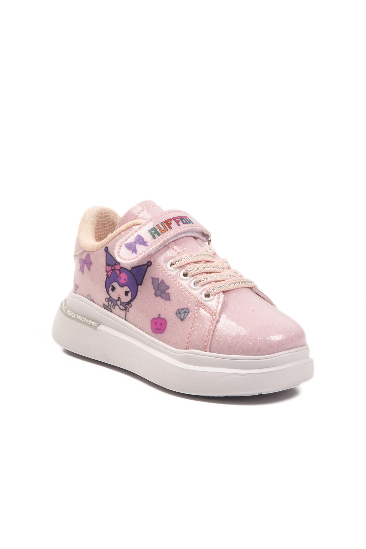 Pudra Rugan Simli Cırtlı Hafif Esnek Kız Çocuk Spor Ayakkabı 2540-26K P - Görsel 4