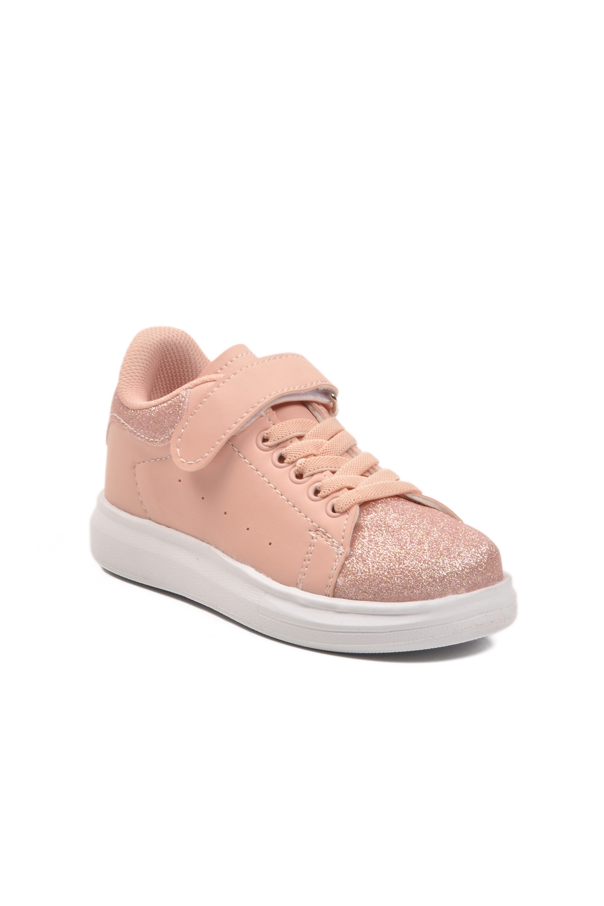 Pudra Simli Cırtlı Hafif Esnek Kız Çocuk Spor Ayakkabı 2540-26K P - Görsel 4