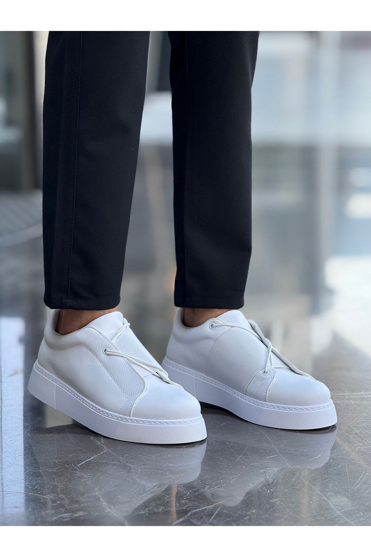 Lastikli Erkek Günlük Ayakkabı Beyaz - Görsel 2
