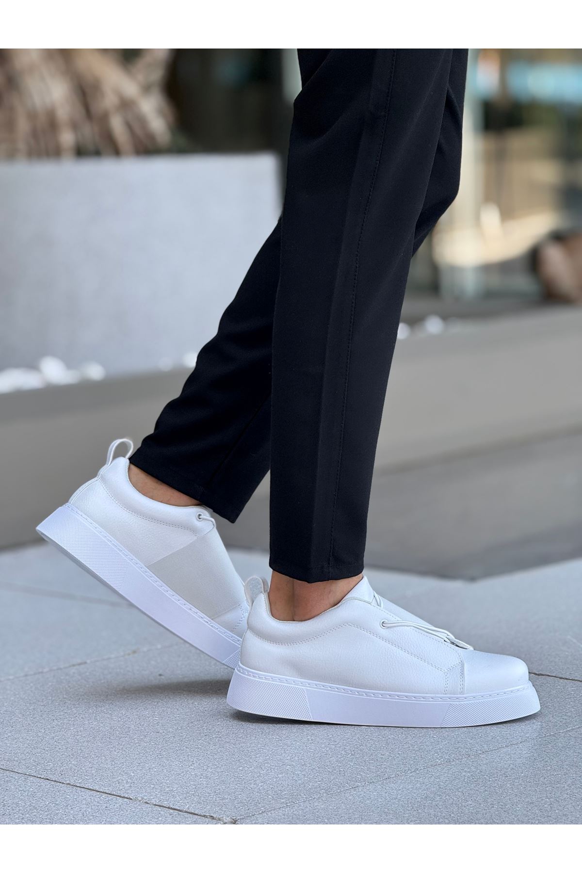 Lastikli Erkek Günlük Ayakkabı Beyaz - Görsel 3