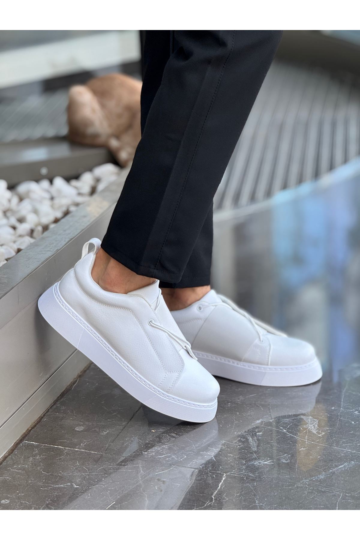 Lastikli Erkek Günlük Ayakkabı Beyaz - Görsel 4