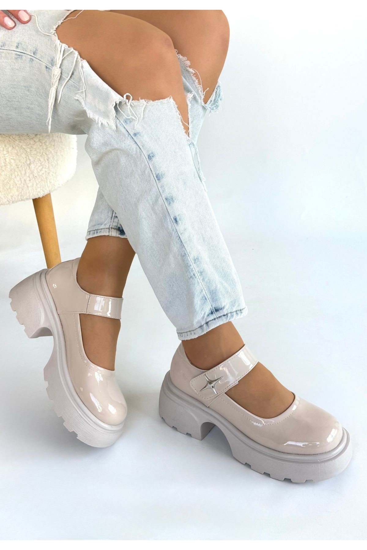 Bej Rugan Kadın Topuklu Ayakkabı - Görsel 2