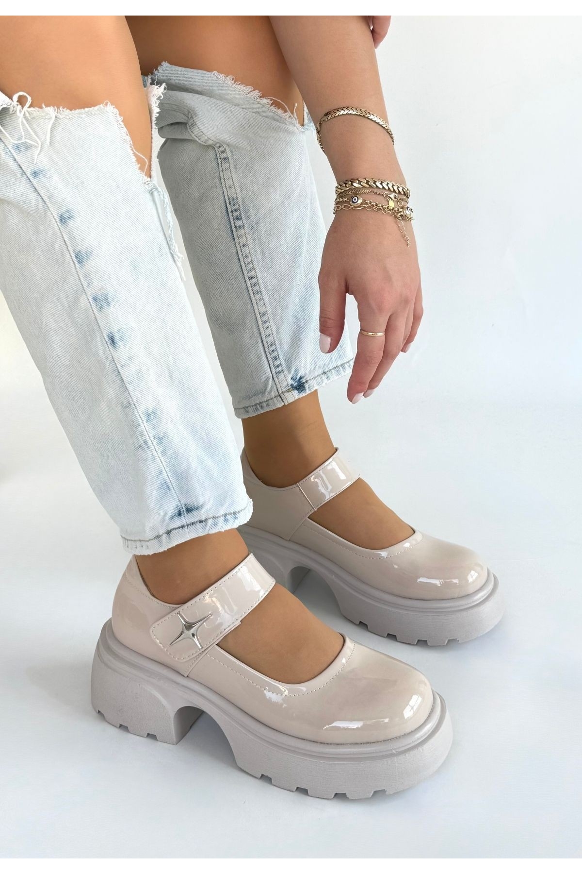 Bej Rugan Kadın Topuklu Ayakkabı - Görsel 3