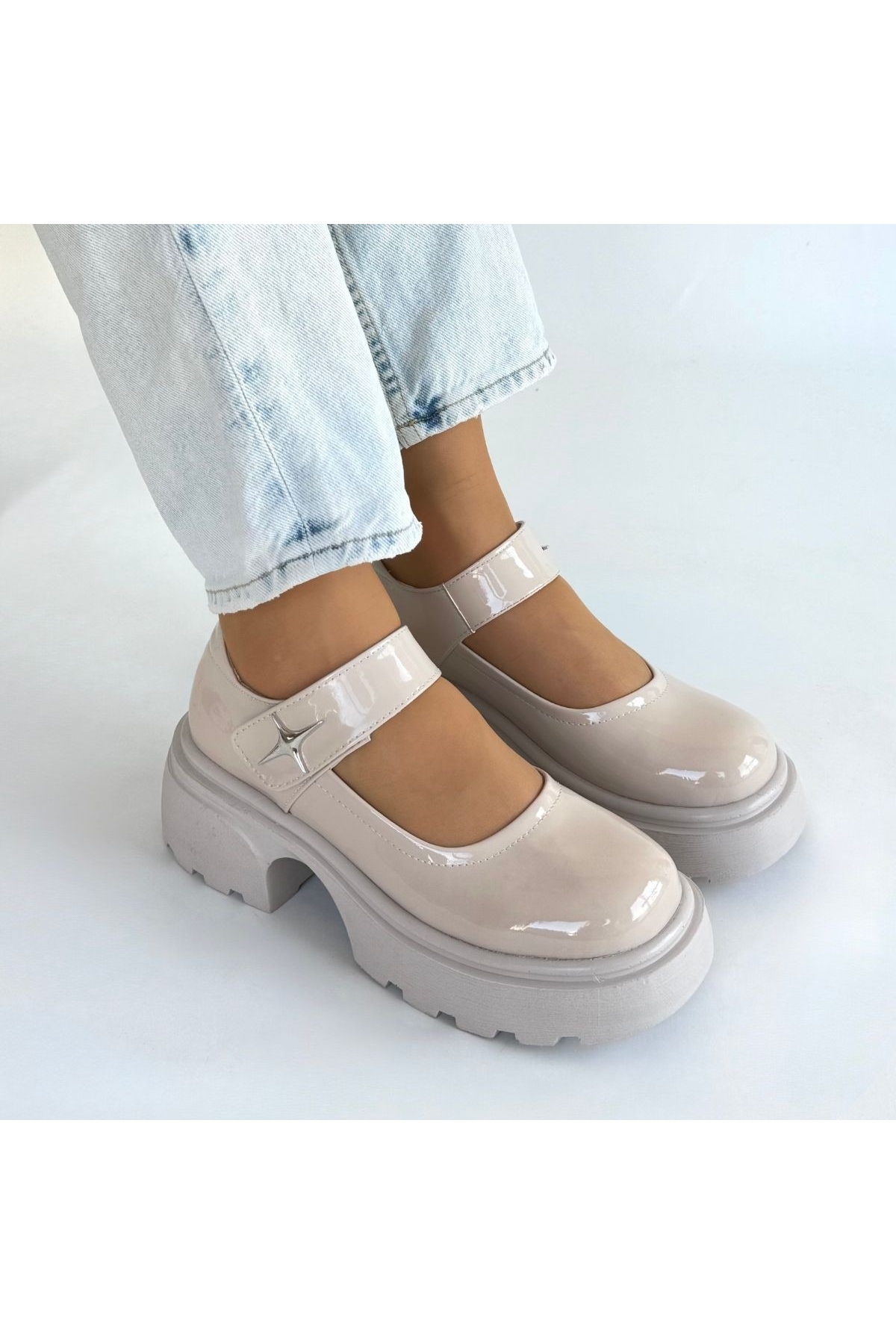 Bej Rugan Kadın Topuklu Ayakkabı - Görsel 5