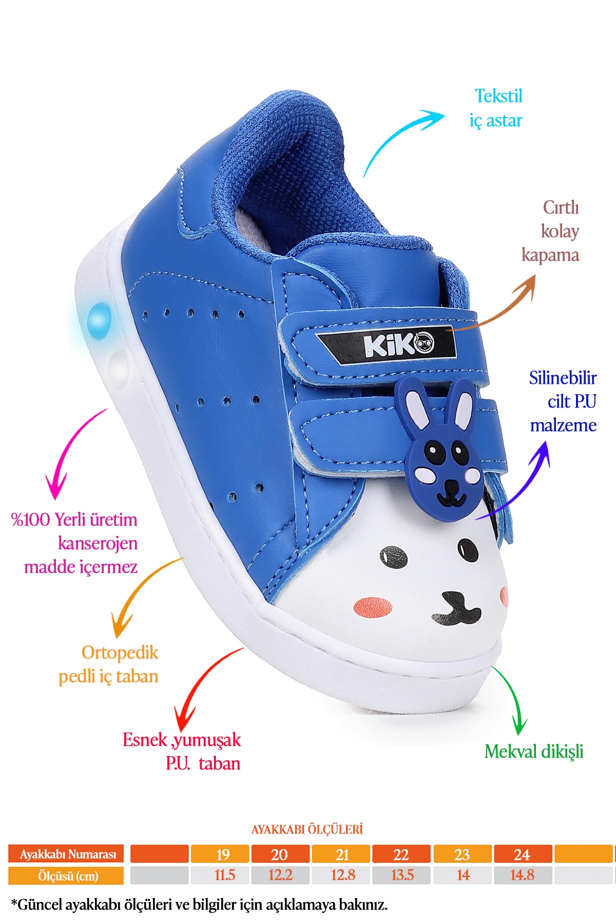 Bart Cırtlı Işıklı Erkek Bebek Spor Ayakkabı Mavi - Görsel 3