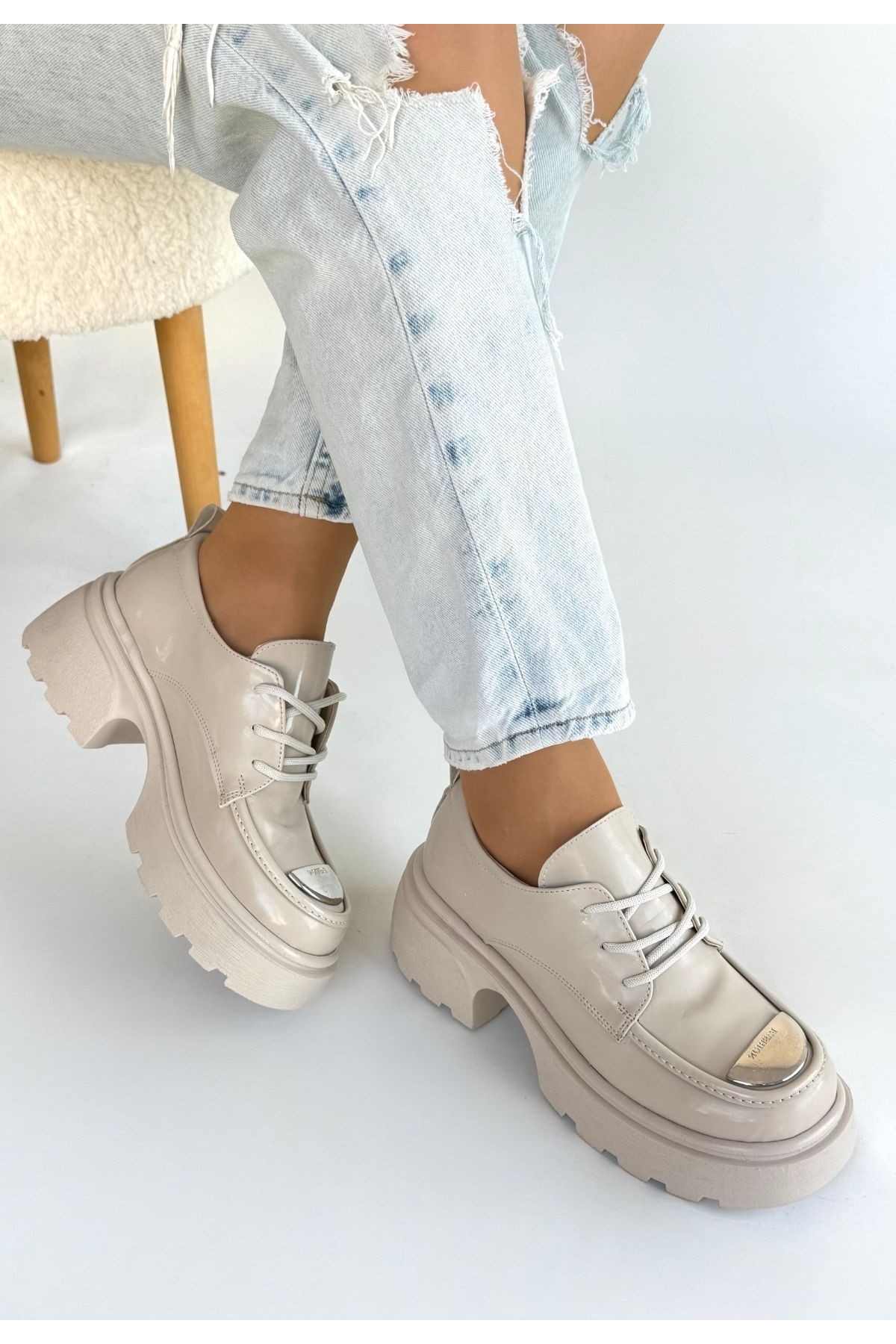 Bej Rugan Kadın Topuklu Ayakkabı - Görsel 2