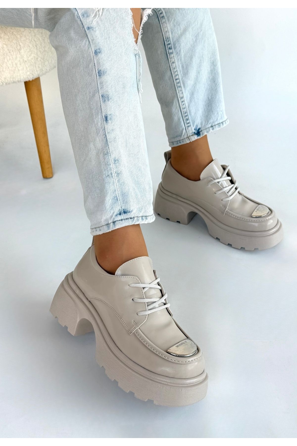 Bej Rugan Kadın Topuklu Ayakkabı - Görsel 3