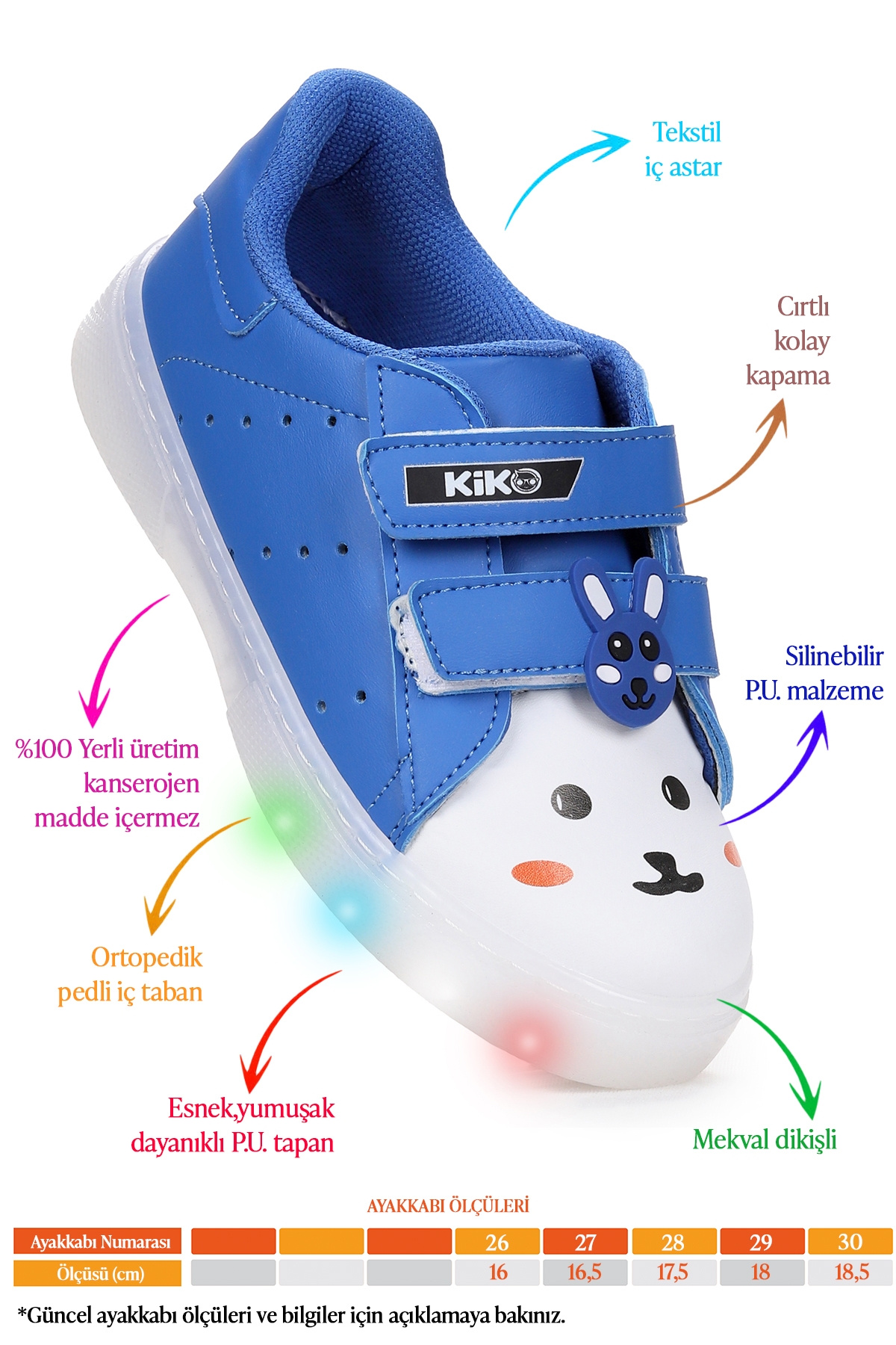 Bart Cırtlı Işıklı Erkek Çocuk Spor Ayakkabı Mavi - Görsel 3