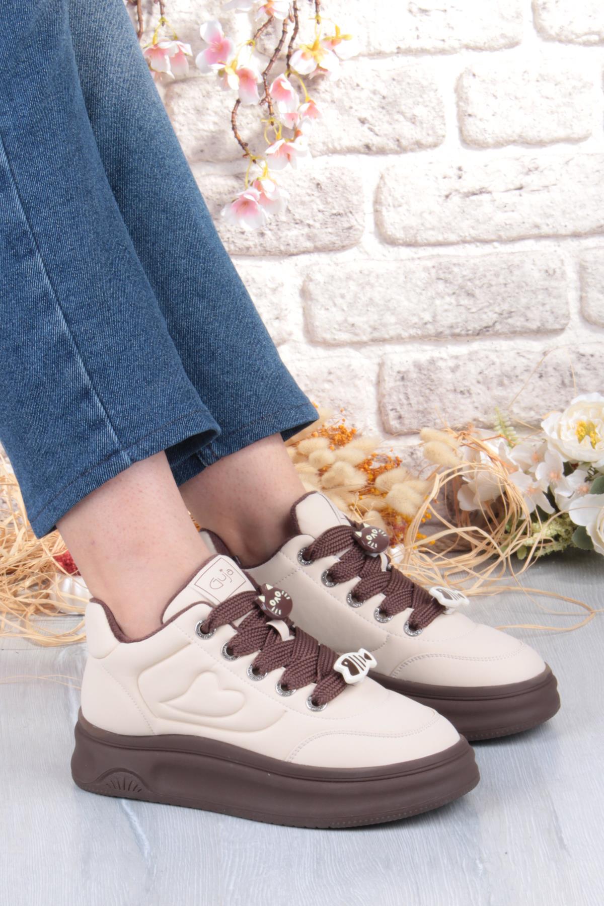 Getto Emoji Süs Detaylı Rahat Hafif Kalın Taban Kadın Sneaker Ayakkabı - Görsel 2