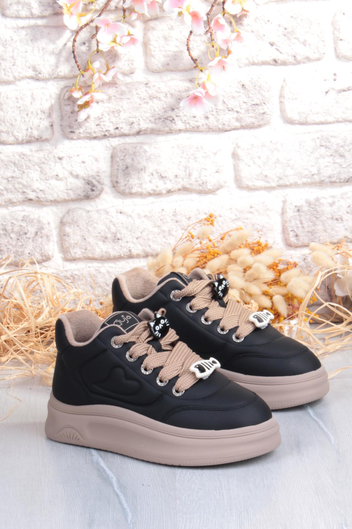 Getto Emoji Süs Detaylı Rahat Hafif Kalın Taban Kadın Sneaker Ayakkabı - Görsel 6