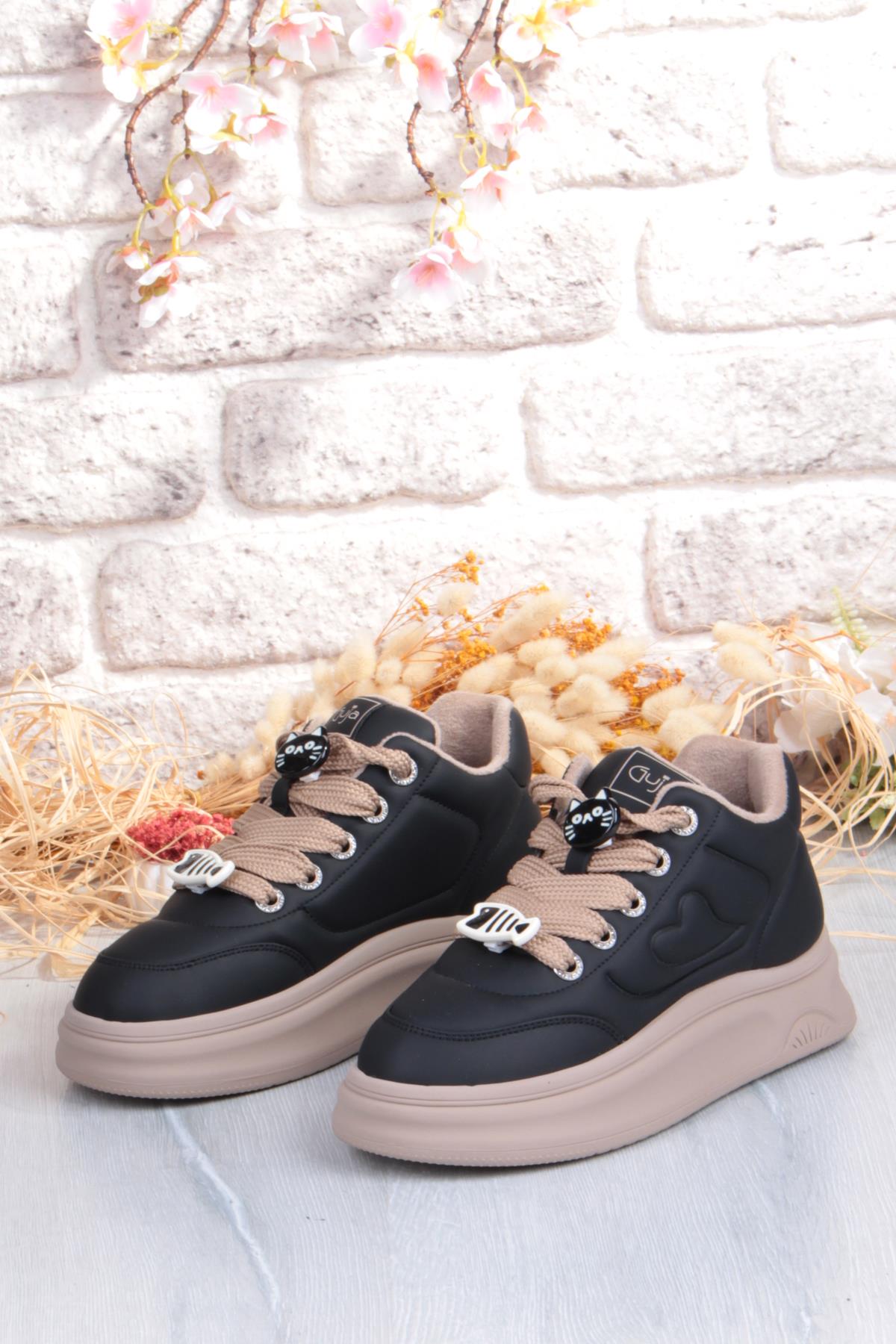 Getto Emoji Süs Detaylı Rahat Hafif Kalın Taban Kadın Sneaker Ayakkabı - Görsel 7