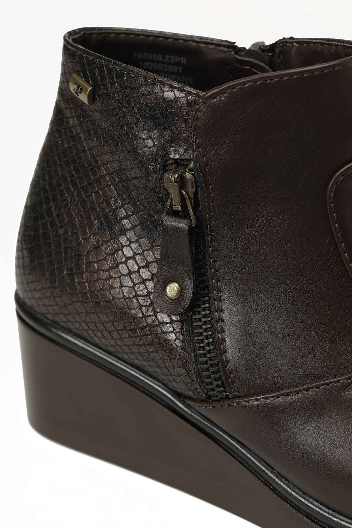 163050.Z5PR Kahverengi Kadın Dolgu Topuk Bot - Görsel 8