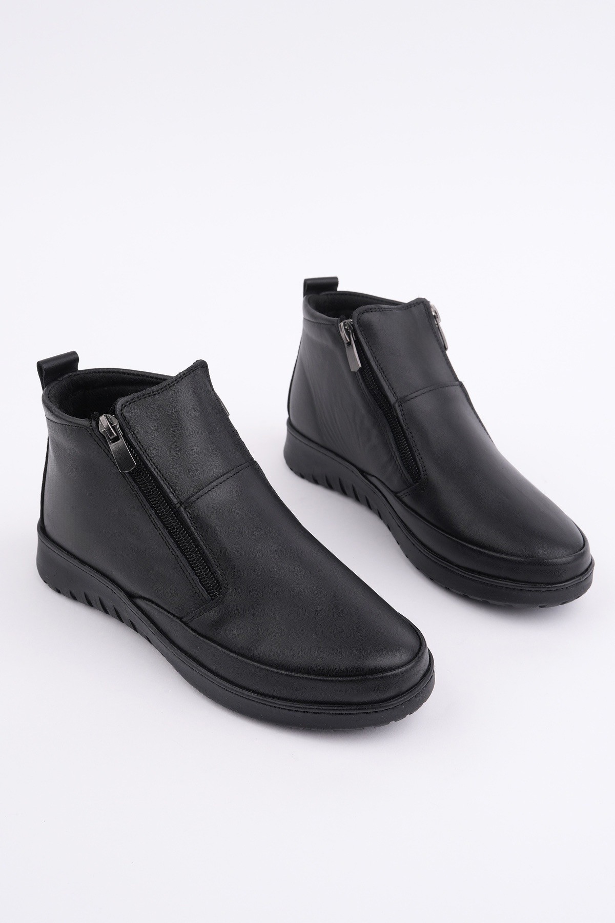 FENİKS Hakiki Deri Çift Fermuarlı Kadın Bot - Görsel 3