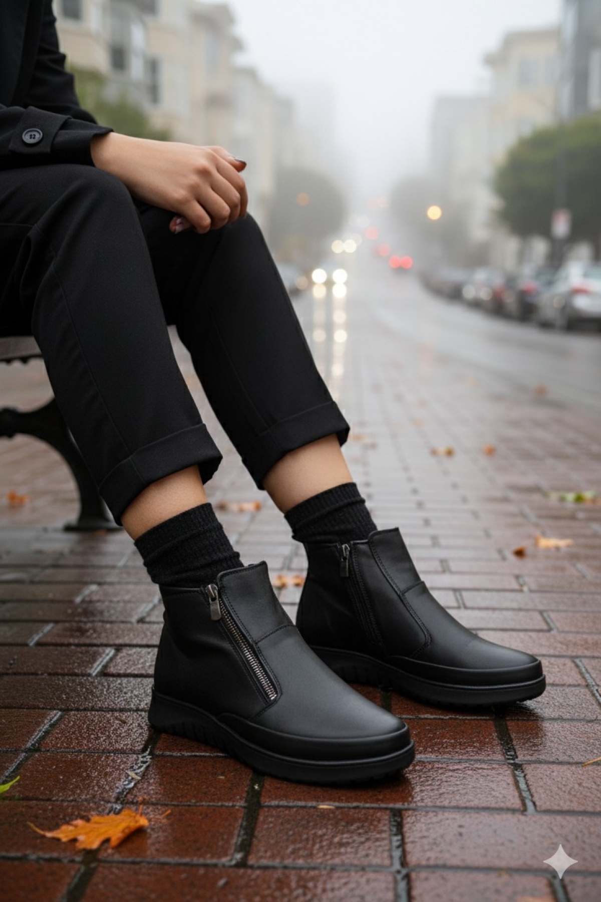 FENİKS Hakiki Deri Çift Fermuarlı Kadın Bot - Görsel 6