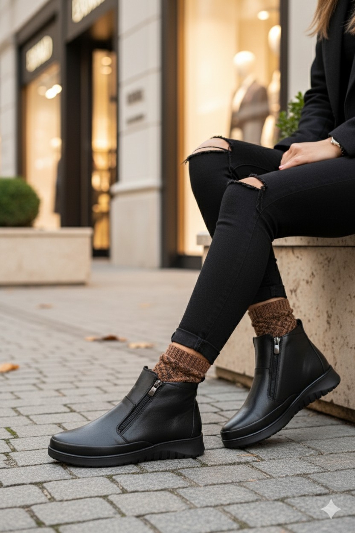 FENİKS Hakiki Deri Çift Fermuarlı Kadın Bot - Görsel 7